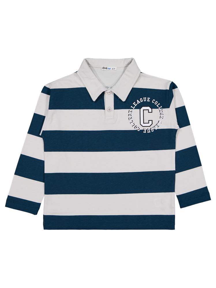 Civil Boys Lımıted Baskılı Çizgi Emp. 6-9 Yaş Sweatshirt - Gri