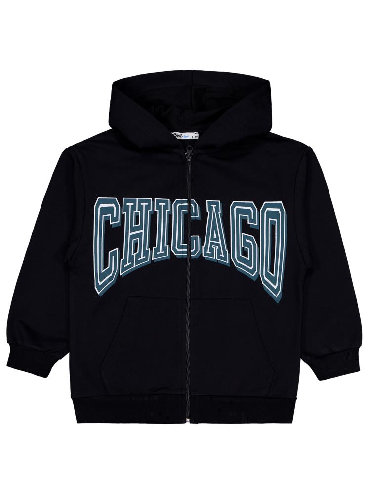 Civil Boys Chıcago Baskılı 6-9 Yaş Hırka - Siyah