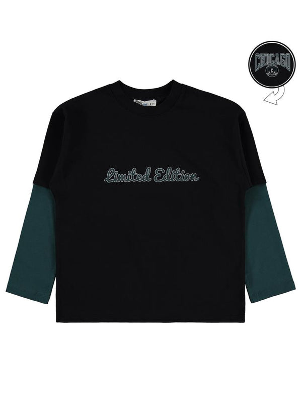 Civil Boys Chıcago Baskılı Çıkma Kol 10-13 Yaş Sweatshirt - Siyah