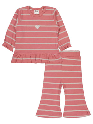 Civil Baby Çizgili 6-18 Ay Takım - Turuncu