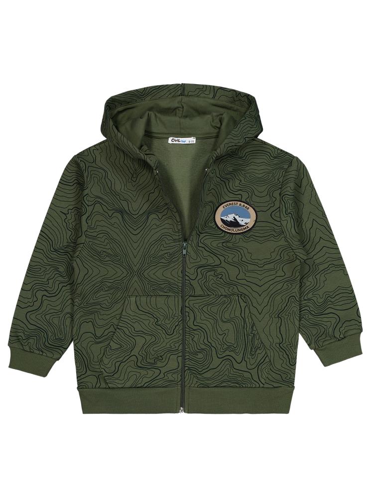 Civil Boys Everest Armalı Koordinat Empirme 6-9 Yaş Hırka - Haki