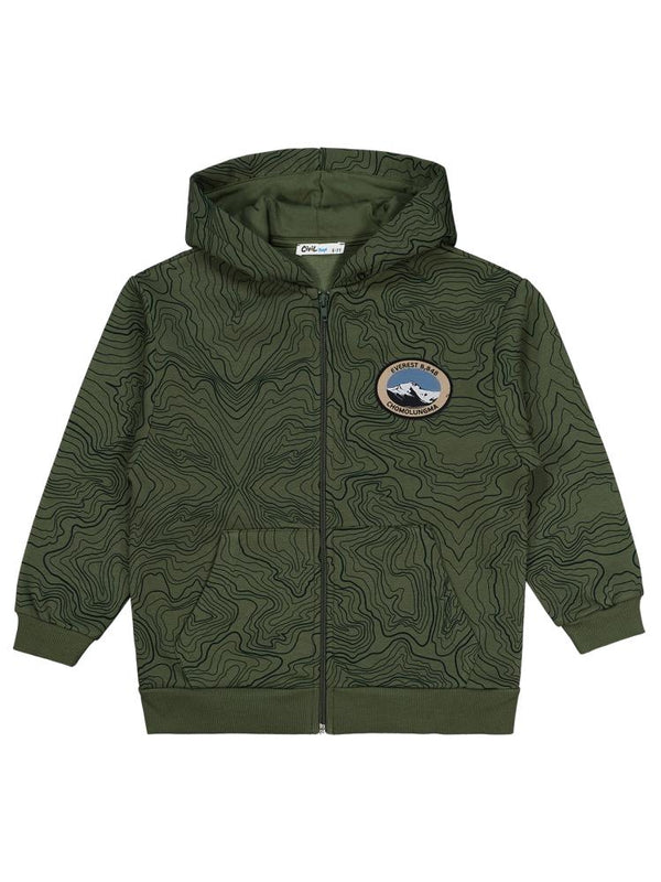 Civil Boys Everest Armalı Koordinat Empirme 10-13 Yaş Hırka - Haki