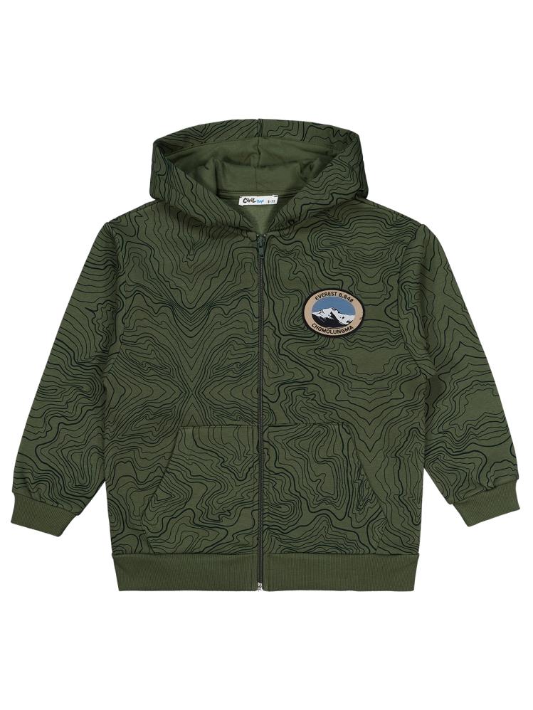 Civil Boys Everest Armalı Koordinat Empirme 6-9 Yaş Hırka - Haki