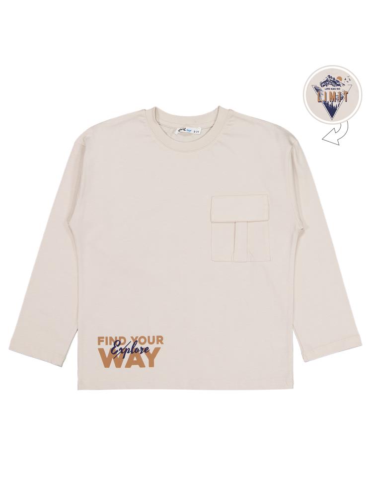 Civil Boys Lımıt Baskılı 10-13 Yaş Sweatshirt - Bej