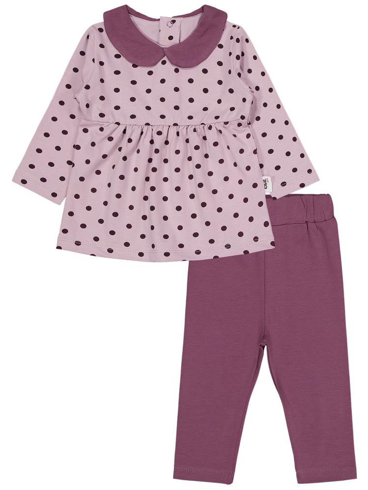 Civil Baby Yakalı Puan Baskılı 6-18 Ay Takım - Lila
