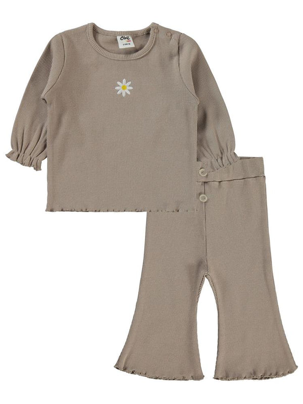 Civil Baby Papatya Nakışlı 6-18 Ay Takım - Bej