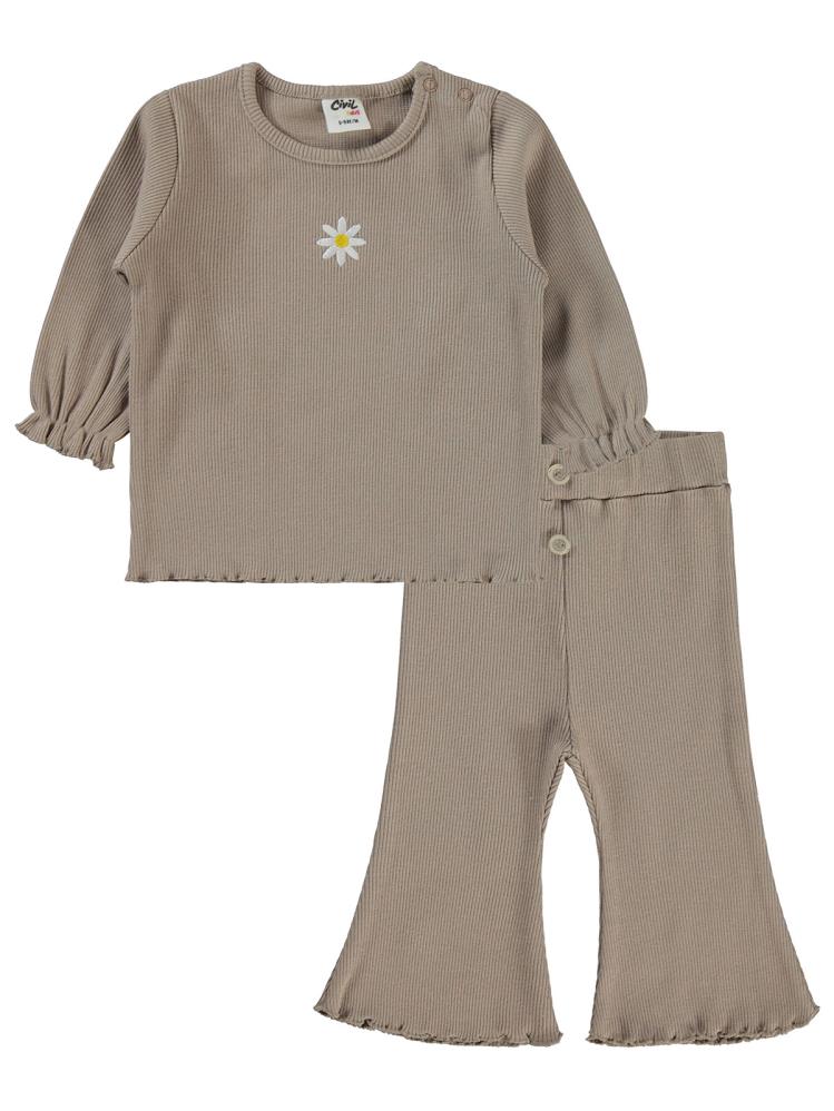 Civil Baby Papatya Nakışlı 6-18 Ay Takım - Bej