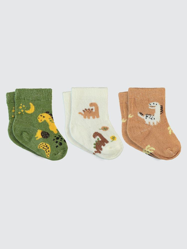 Civil Baby Dinazor Desen Asetat 0-24 Ay Çorap Setleri