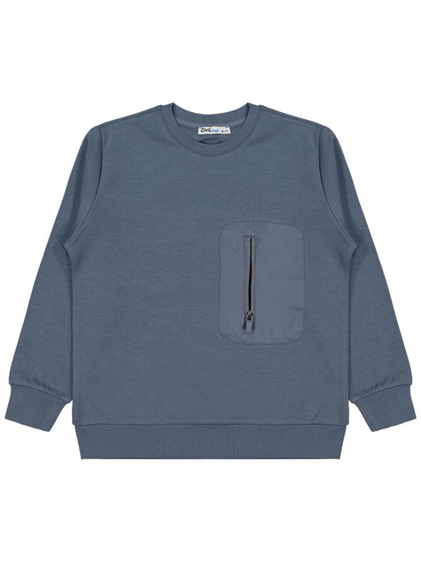 Civil Boys Etiketli - Micro Garnili 10-13 Yaş Sweatshirt - Gri
