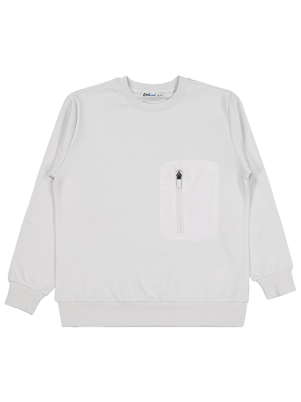 Civil Erkek Çocuk Etiketli - Micro Garnili Sweatshirt | Okul Kreş ve Günlük Kullanım - Gri
