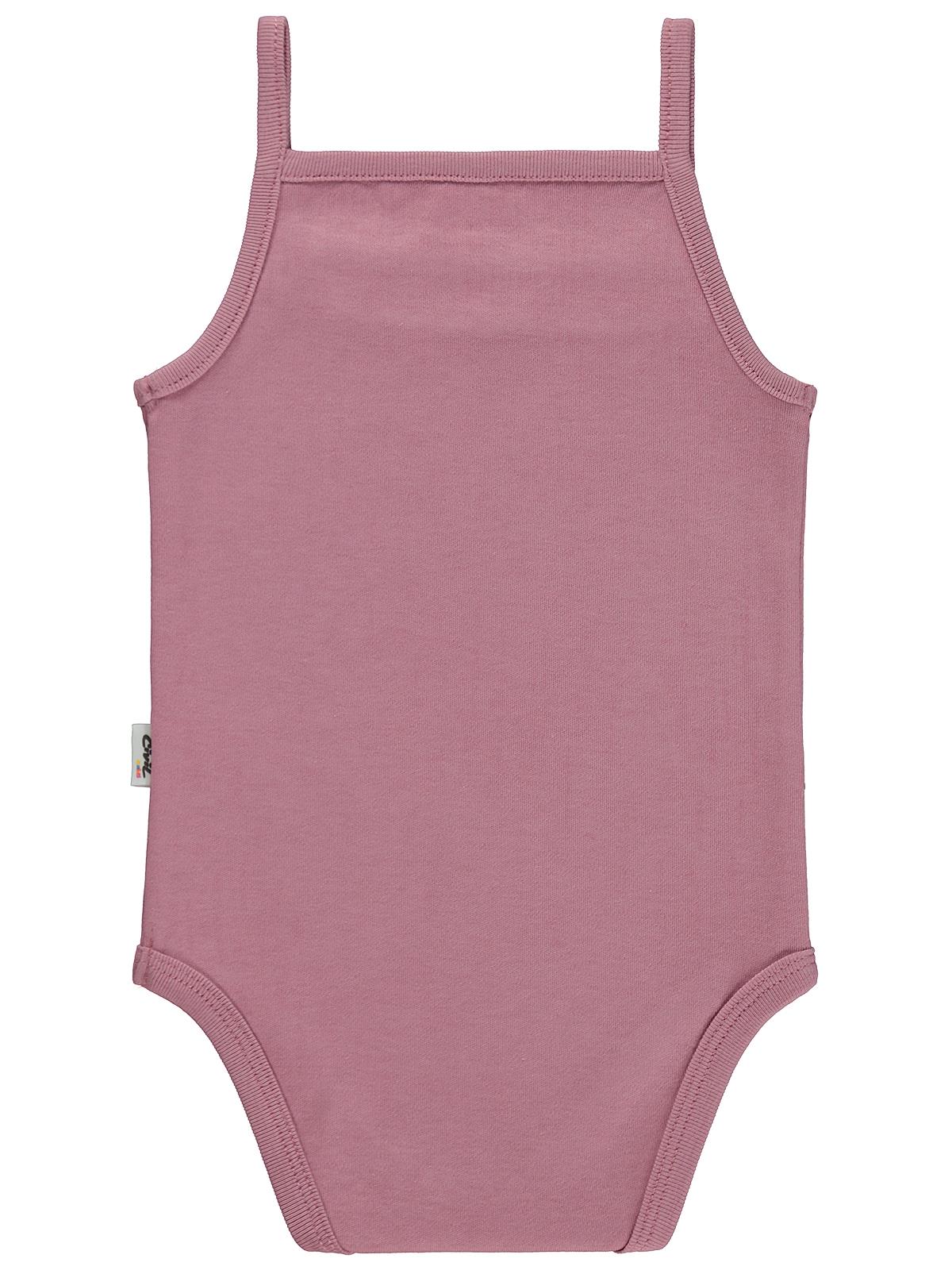 Civil Baby Penye İp Askılı Dantelli 3-9 Ay Kız Çıtçıtlı Badi - Pembe
