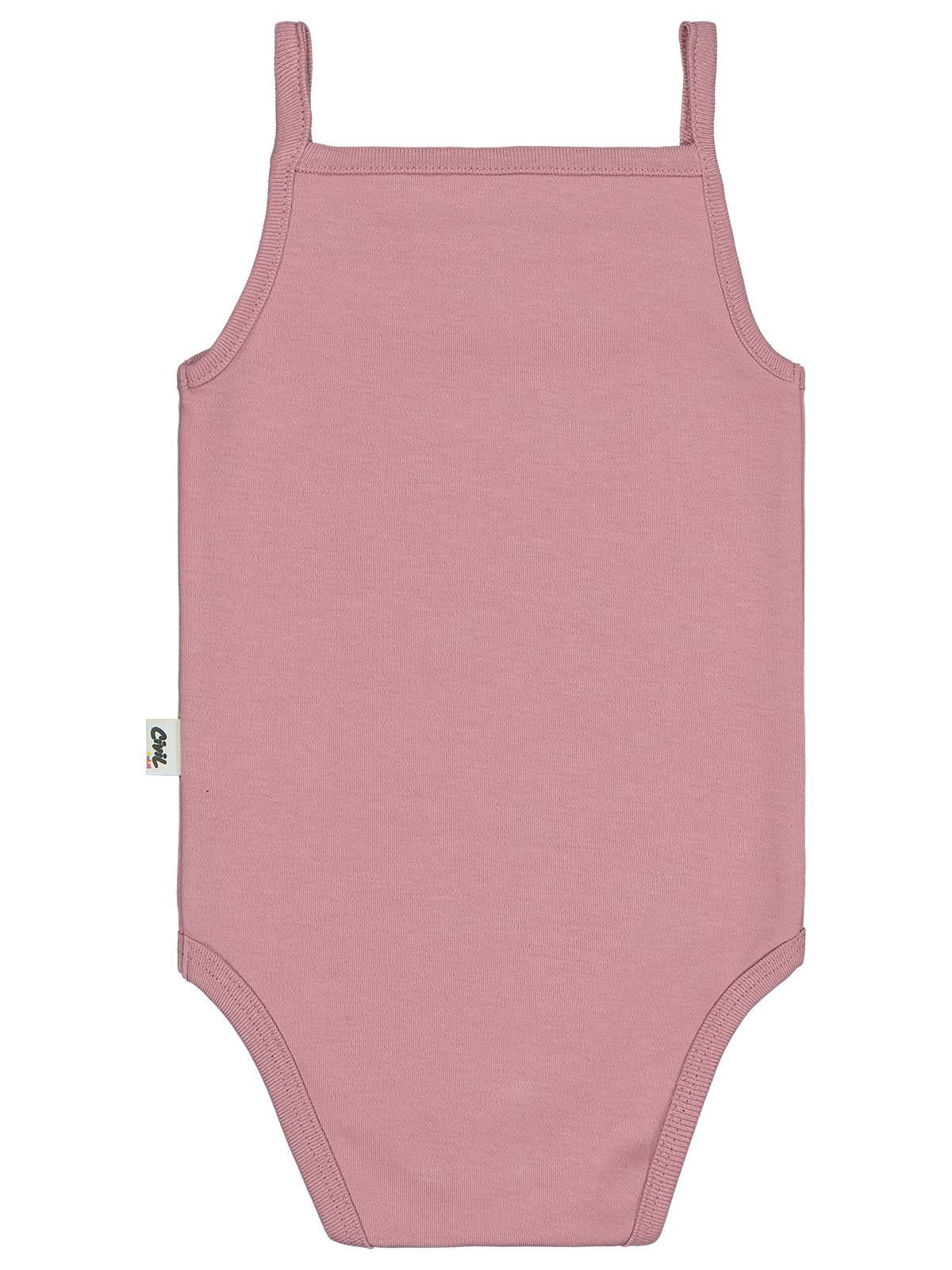 Civil Baby Penye İp Askılı Dantelli 2-3 Yaş Kız Çıtçıtlı Badi - Pembe