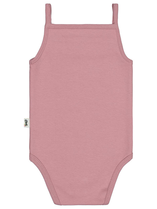 Civil Baby Penye İp Askılı Dantelli  Kız Çıtçıtlı Badi - Pembe