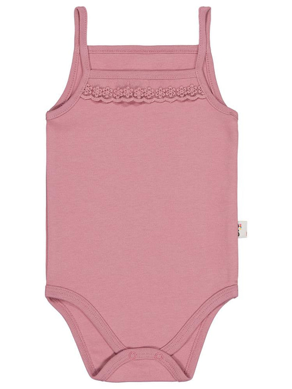 Civil Baby Penye İp Askılı Dantelli 2-3 Yaş Kız Çıtçıtlı Badi - Pembe