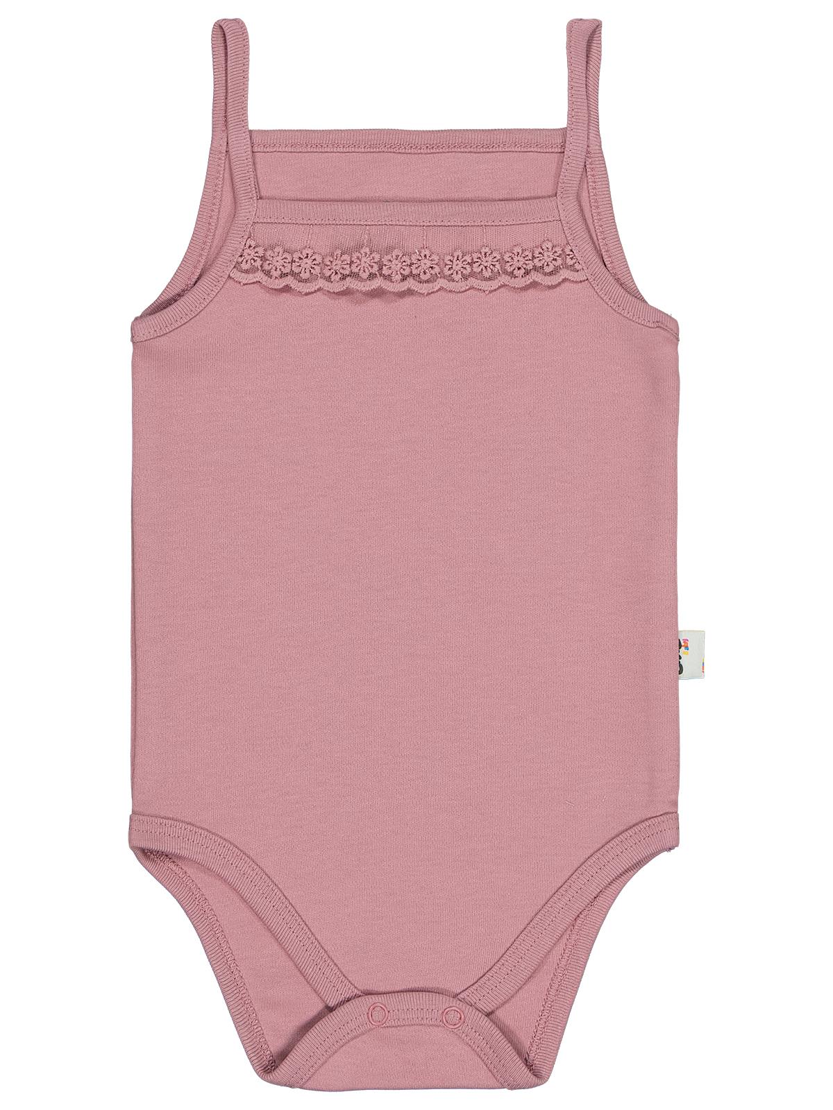 Civil Baby Penye İp Askılı Dantelli  Kız Çıtçıtlı Badi - Pembe
