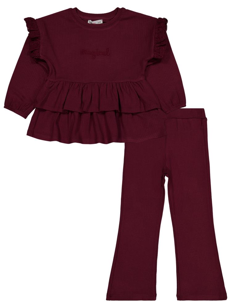 Civil Girls Brodeli 2-5 Yaş Takım - Bordo