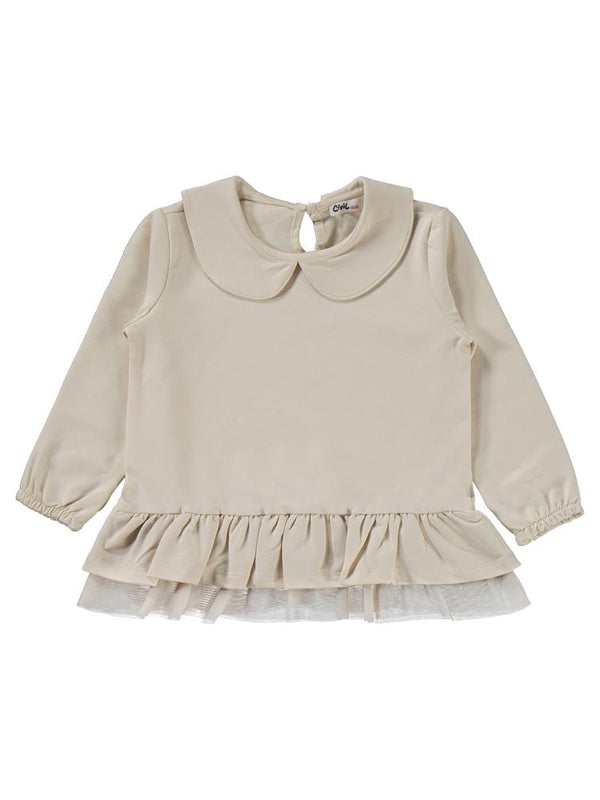 Civil Girls Etek Ucu Fırfırlı 2-5 Yaş Takım - Fil Dişi
