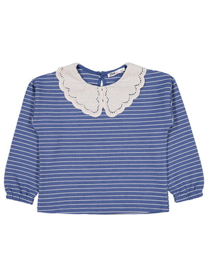 Civil Kız Çocuk Çizgili Sweatshirt | Waffle Uzun Kol Bisiklet Yaka | Okul Kreş ve Günlük Kullanım - Yeşil