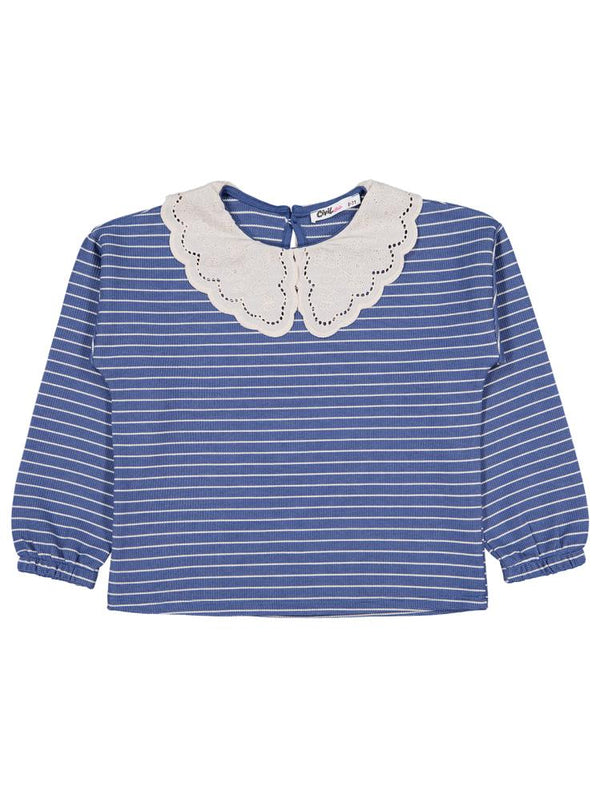 Civil Girls Çizgili 6-9 Yaş Sweatshirt - Yeşil