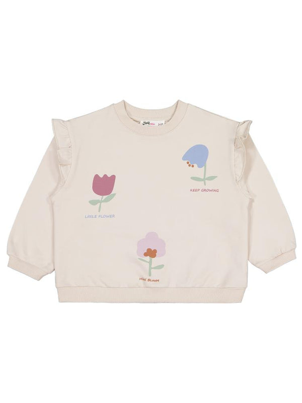 Civil Girls Lale Baskılı 2-5 Yaş Sweatshirt - Bej