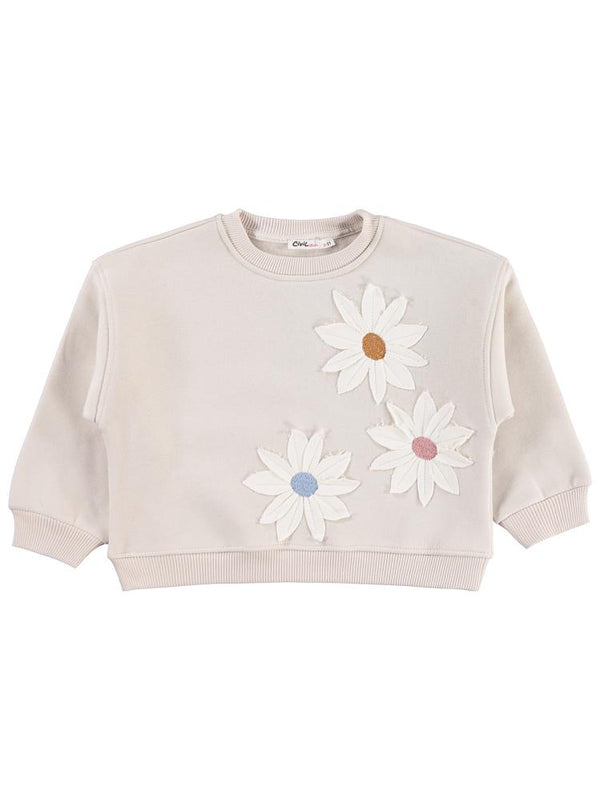 Civil Girls Papatya Nakışlı 2-5 Yaş Sweatshirt - Bej