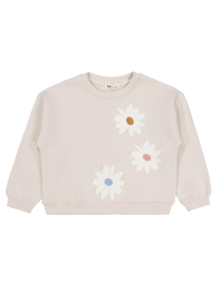 Civil Girls Papatya Nakışlı 6-9 Yaş Sweatshirt - Bej