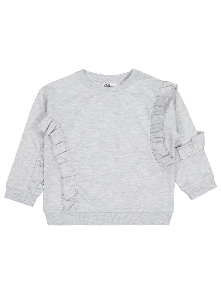 Civil Girls Fırfırlı 2-5 Yaş Sweatshirt - Gri