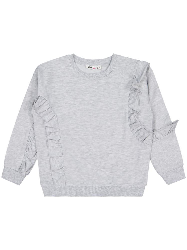 Civil Girls Fırfırlı 6-9 Yaş Sweatshirt - Gri