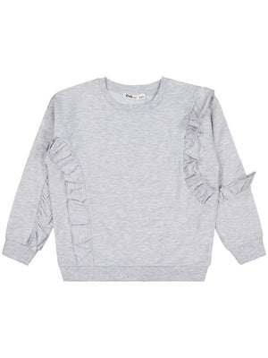 Civil Girls Fırfırlı 6-9 Yaş Sweatshirt - Gri