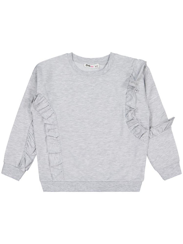 Civil Girls Fırfırlı 6-9 Yaş Sweatshirt - Gri