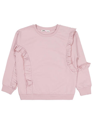 Civil Girls Fırfırlı 6-9 Yaş Sweatshirt - Pembe