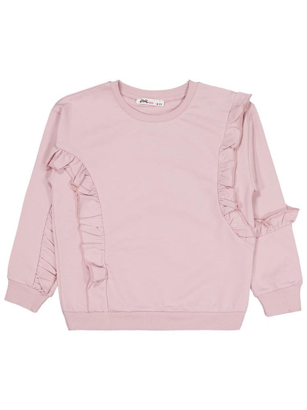 Civil Girls Fırfırlı 6-9 Yaş Sweatshirt - Pembe