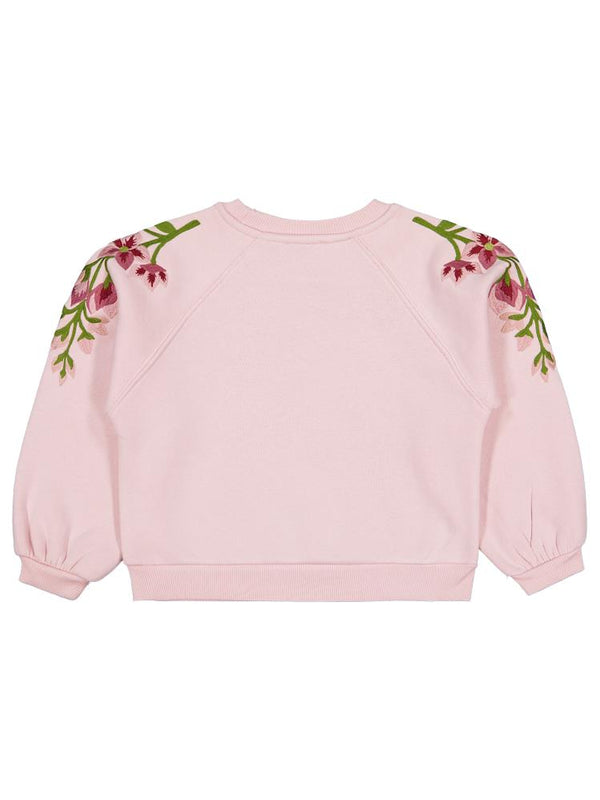 Civil Girls Omuzu Çiçek Nakışlı 6-9 Yaş Sweatshirt - Pembe