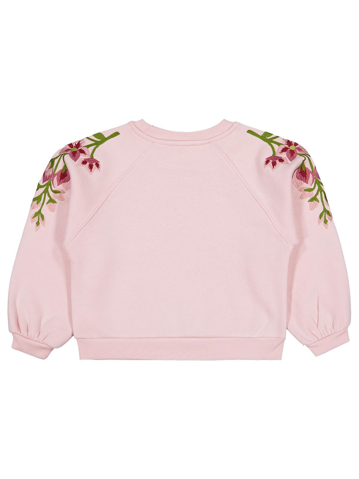 Civil Girls Omuzu Çiçek Nakışlı 6-9 Yaş Sweatshirt - Pembe