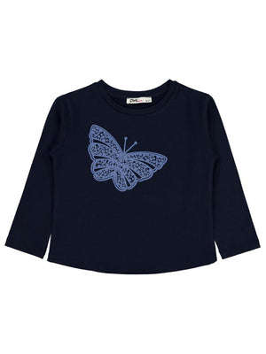 Civil Girls Kelebek Baskılı 2-5 Yaş Sweatshirt - Lacivert