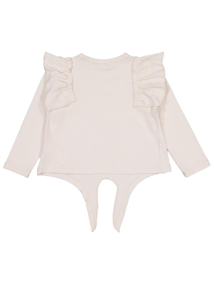 Civil Girls Omuz Fırfırlı 2-5 Yaş Sweatshirt - Fil Dişi