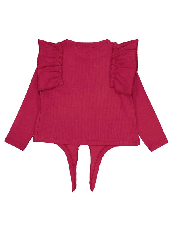 Civil Girls Omuz Fırfırlı 2-5 Yaş Sweatshirt - Kırmızı