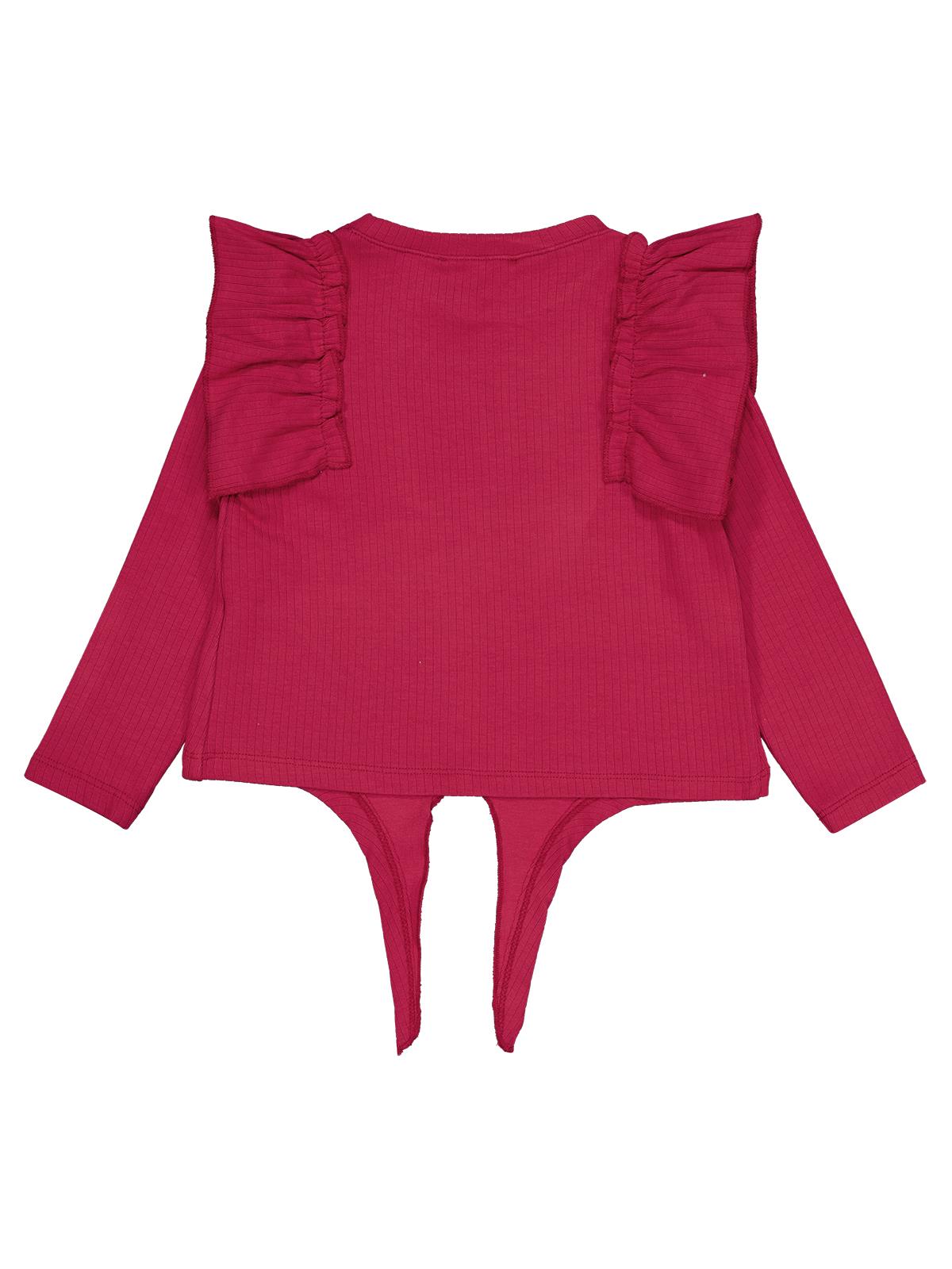 Civil Girls Omuz Fırfırlı 2-5 Yaş Sweatshirt - Kırmızı