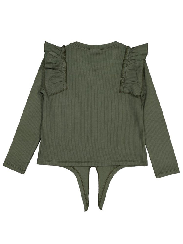 Civil Girls Omuz Fırfırlı 6-9 Yaş Sweatshirt - Haki