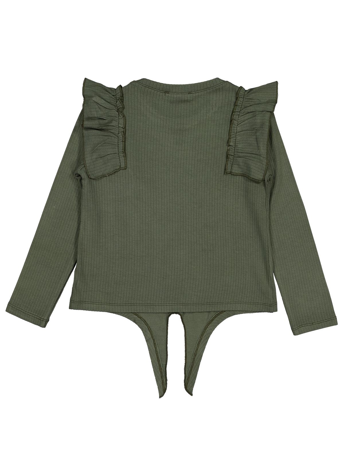 Civil Kız Çocuk Omuz Fırfırlı Sweatshirt | Raporlu İnterlok Uzun Kol | Okul Kreş ve Günlük Kullanım - Haki