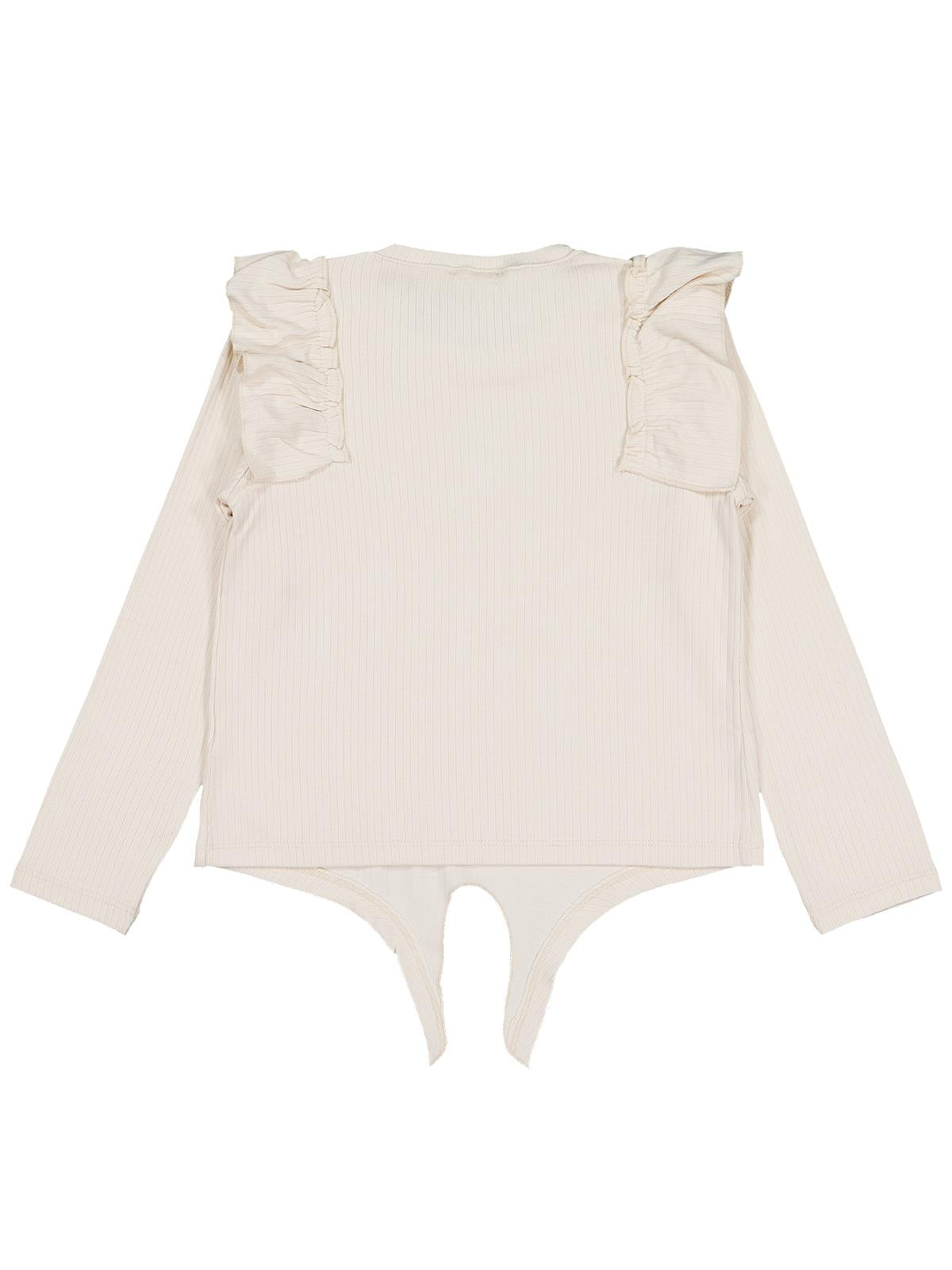 Civil Girls Omuz Fırfırlı 6-9 Yaş Sweatshirt - Fil Dişi