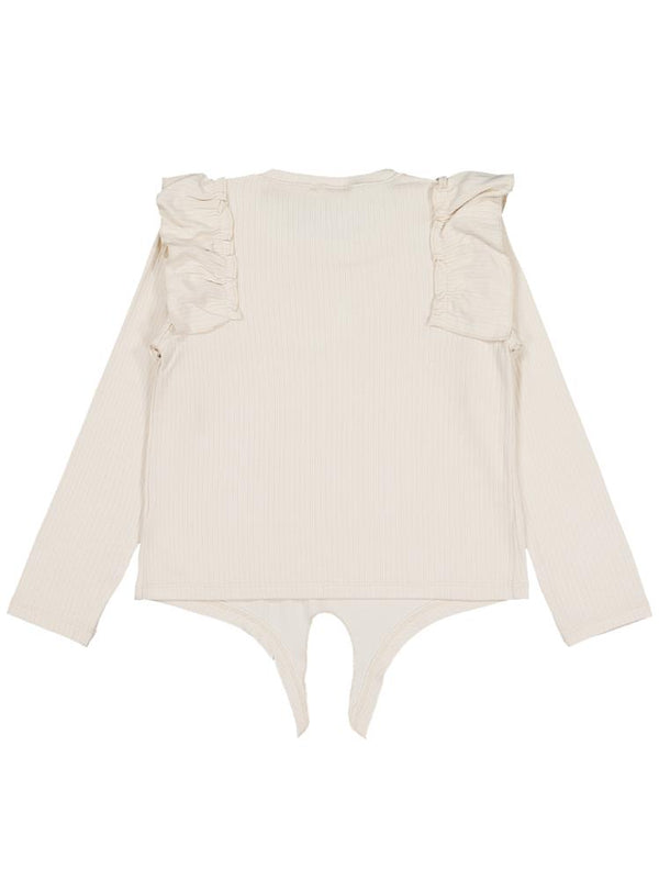 Civil Girls Omuz Fırfırlı 6-9 Yaş Sweatshirt - Fil Dişi