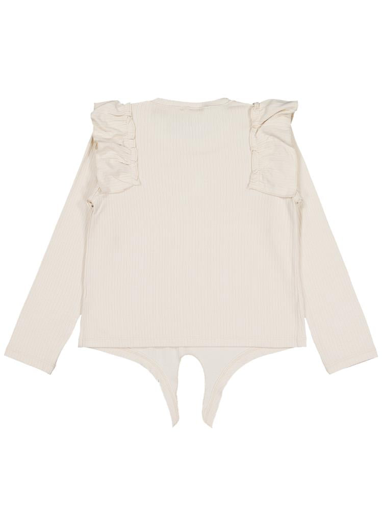 Civil Girls Omuz Fırfırlı 6-9 Yaş Sweatshirt - Fil Dişi