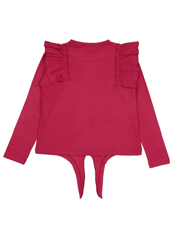 Civil Girls Omuz Fırfırlı 6-9 Yaş Sweatshirt - Kırmızı