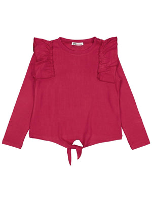 Civil Girls Omuz Fırfırlı 6-9 Yaş Sweatshirt - Kırmızı