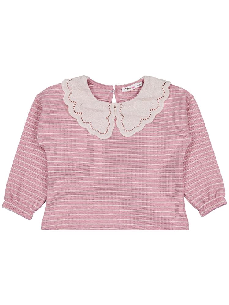 Civil Girls Çizgili 2-5 Yaş Sweatshirt - Pembe