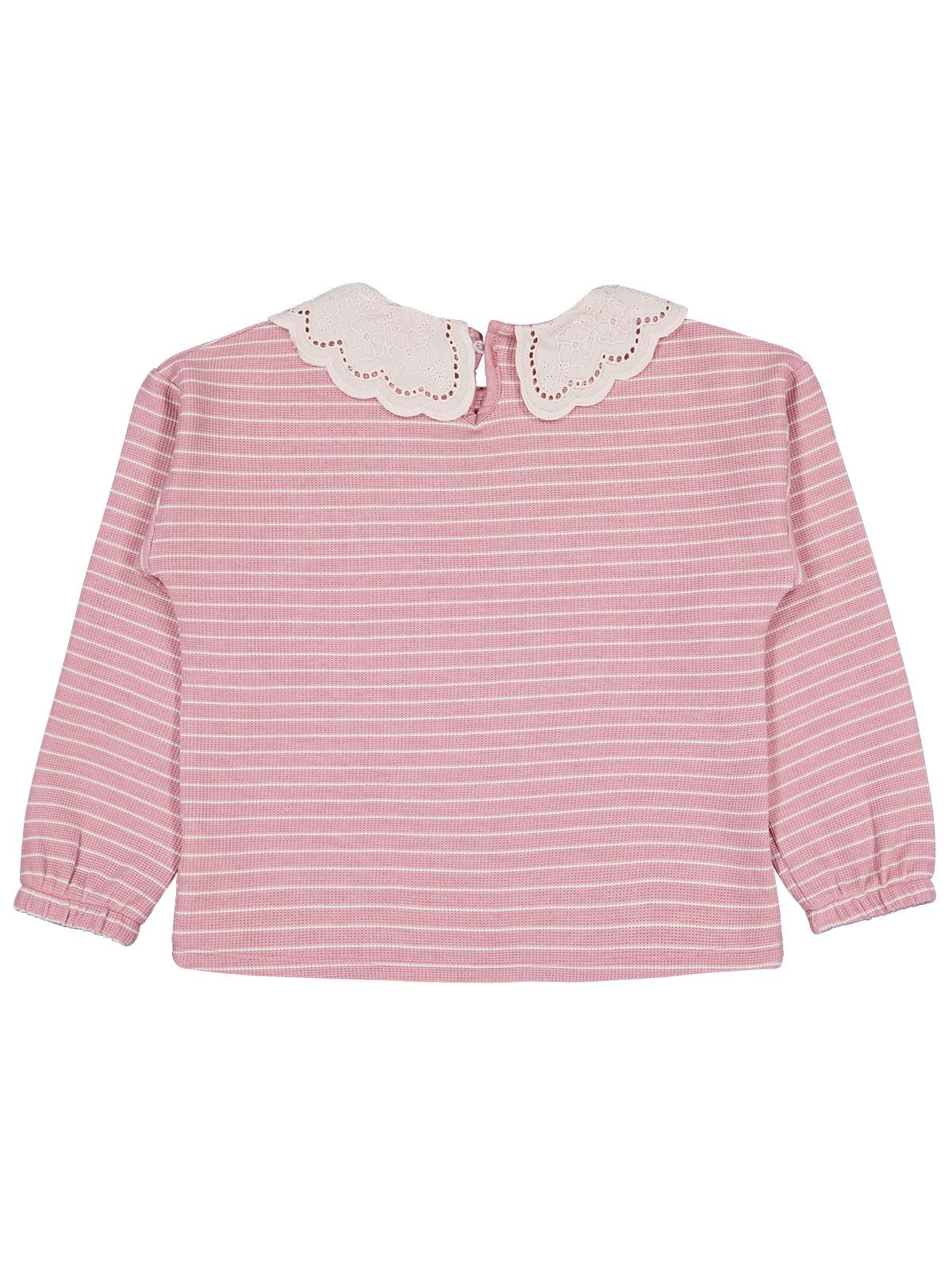 Civil Kız Çocuk Çizgili Sweatshirt | Waffle Uzun Kol Bisiklet Yaka | Okul Kreş ve Günlük Kullanım - Pembe