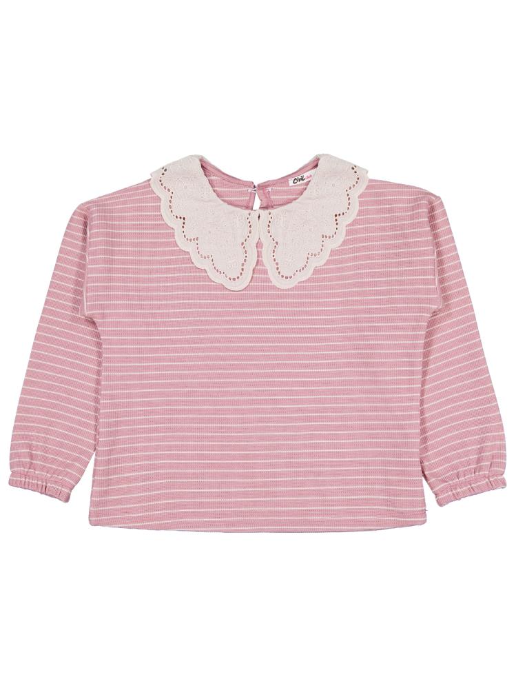 Civil Girls Çizgili 6-9 Yaş Sweatshirt - Pembe