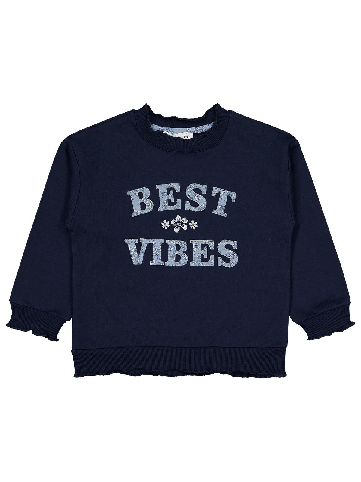 Civil Girls Best Vibes Nakışlı 2-5 Yaş Sweatshirt - Lacivert