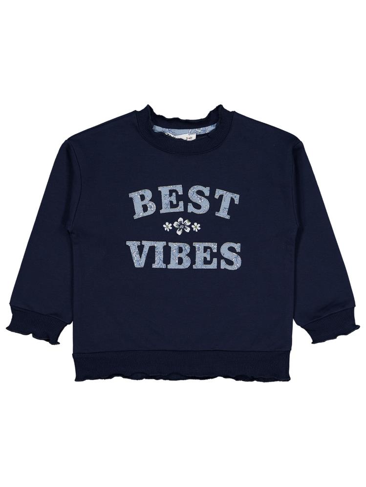 Civil Girls Best Vibes Nakışlı 2-5 Yaş Sweatshirt - Lacivert